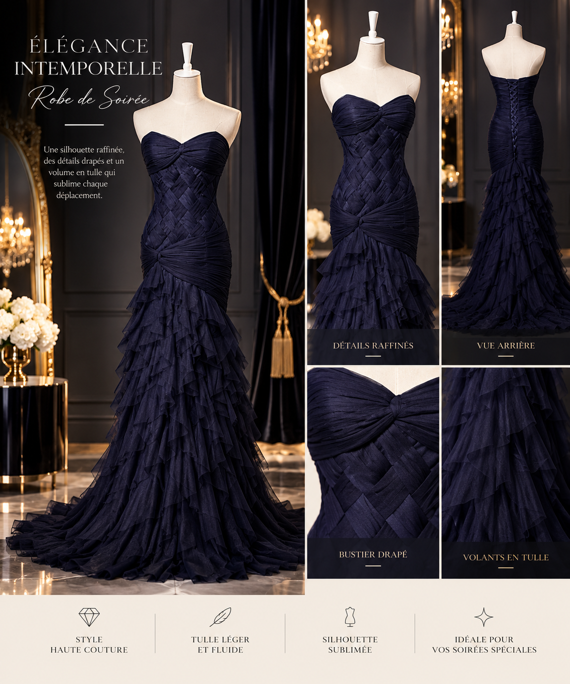 Ruched Tulle Layered Evening Dress – view 3