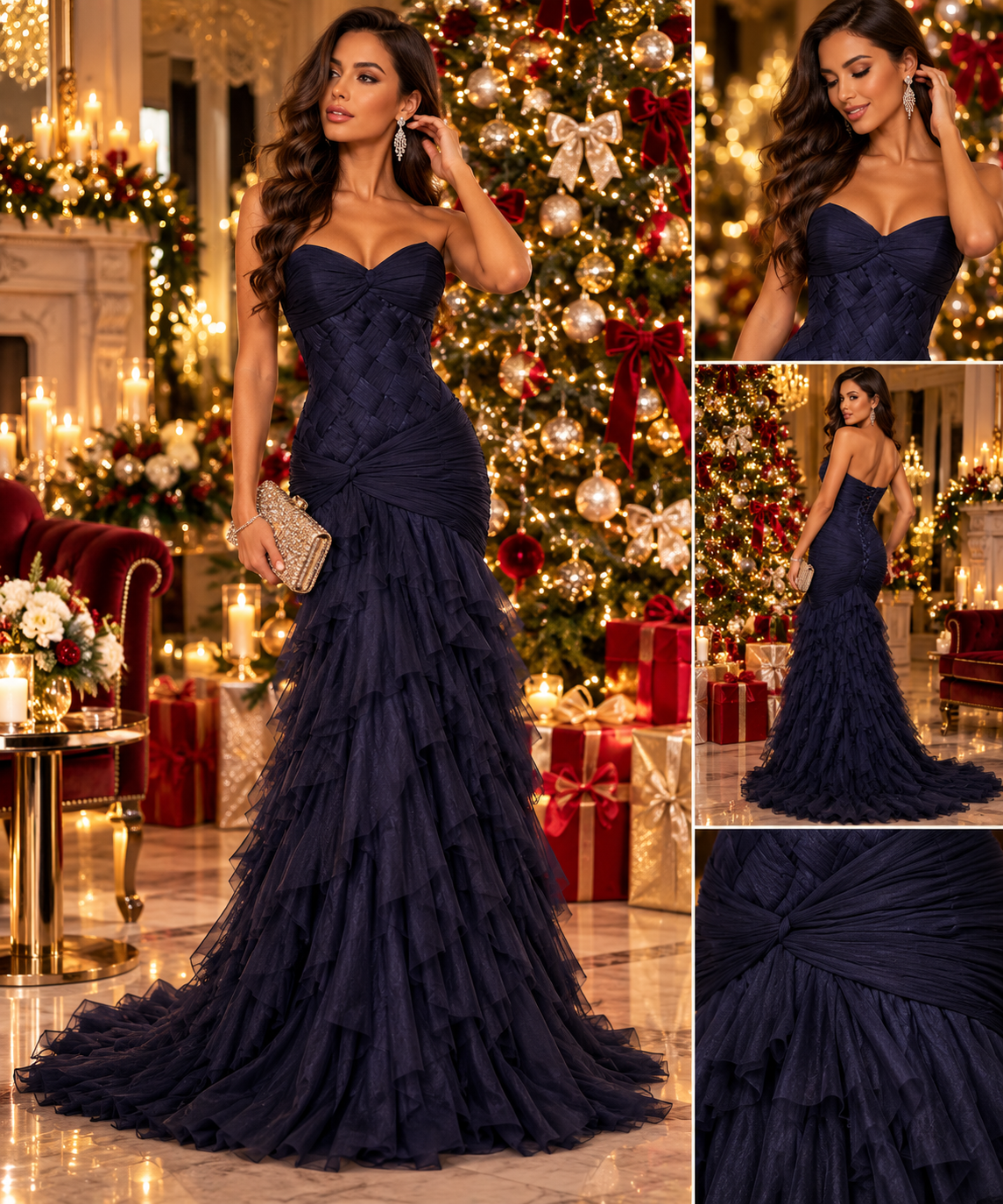 Ruched Tulle Layered Evening Dress – view 2